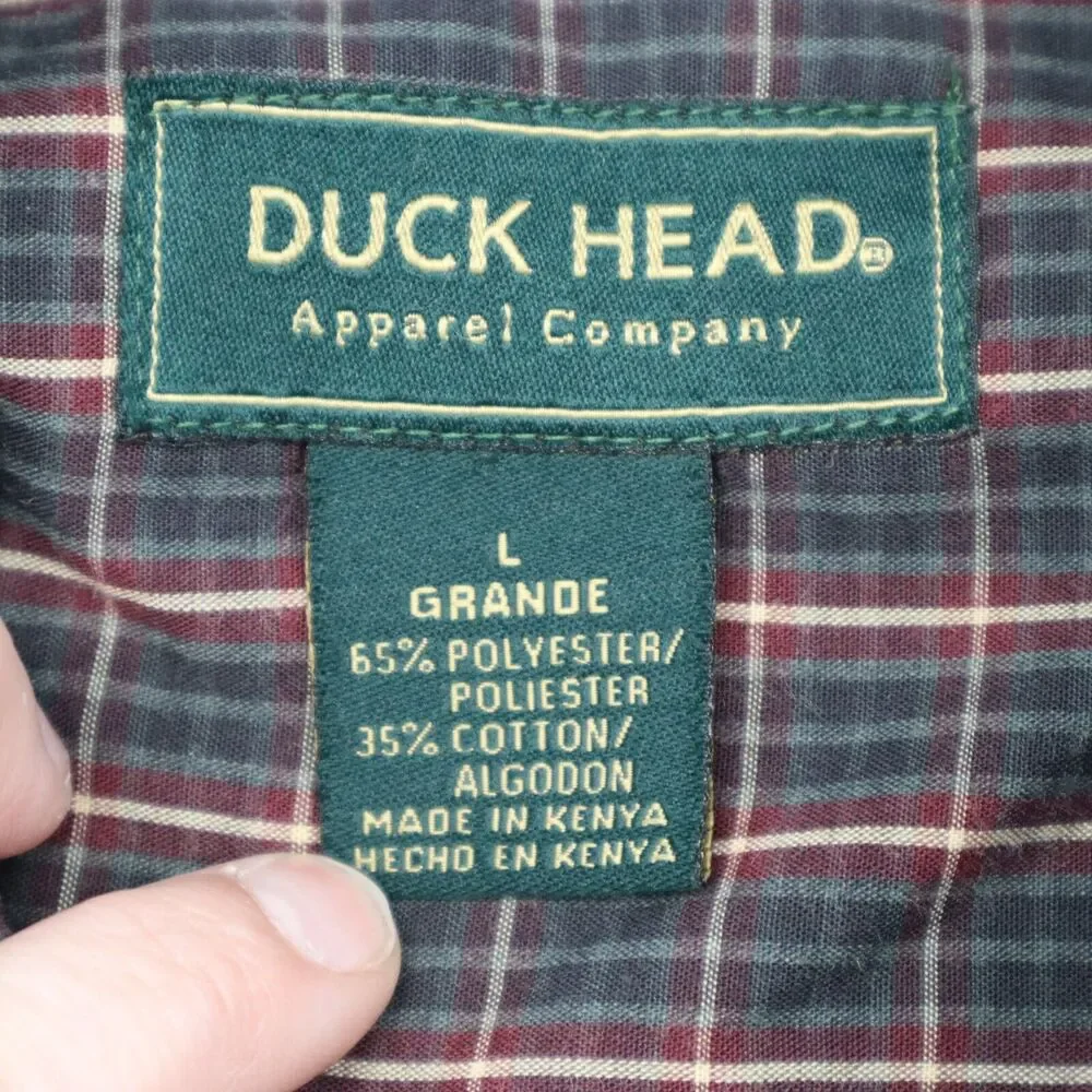 Dockers Shirt Men Large Red Blue Plaid Wrinkle Free Long Sleeve Button Up Casual - Picture 2 of 16